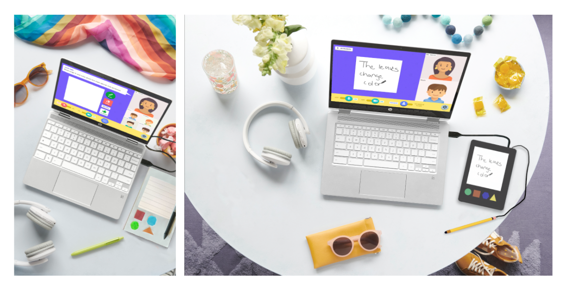 EduPad mockups in HP lifestyle photos