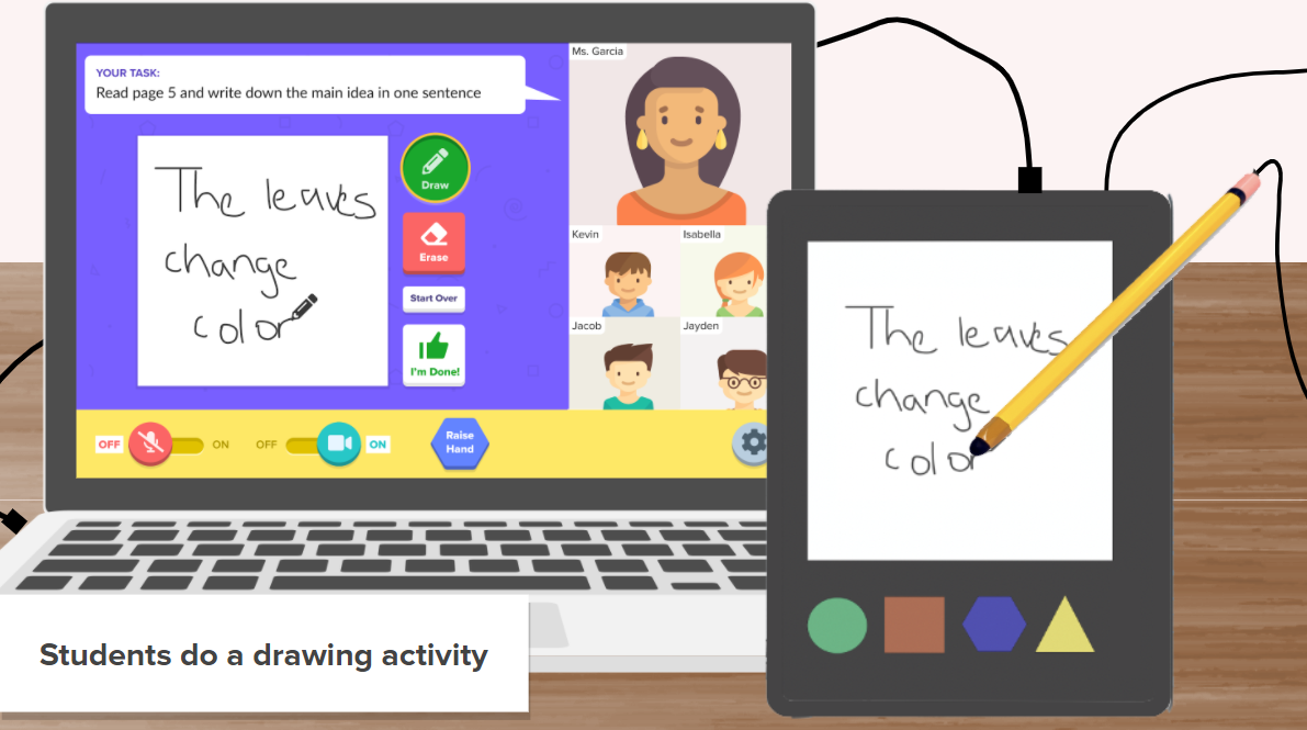 student drawing activity screen